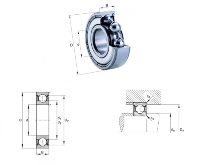 Deep groove ball bearings 6010-2Z-C3 FAG